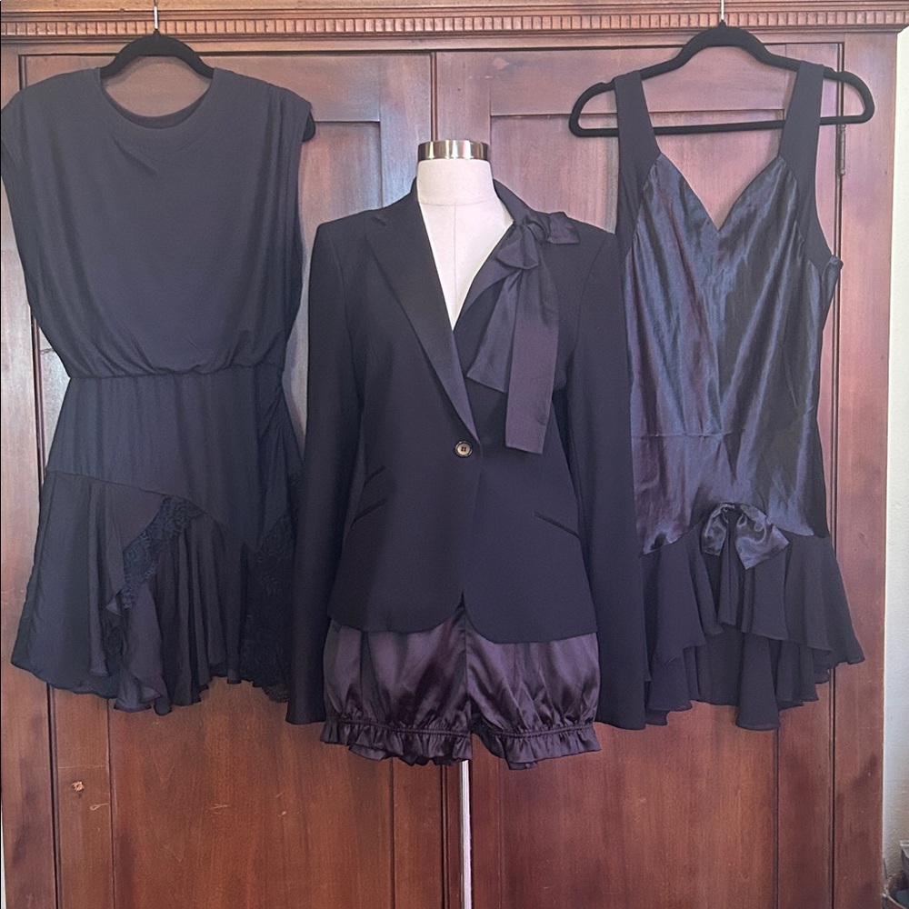 Black Satin Ruffle Bloomers Shorts S - Picture 7 of 8